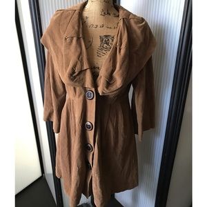 Ivy Jane pseudo suede car length coat. Has vintage look. Awesome collar, buttons